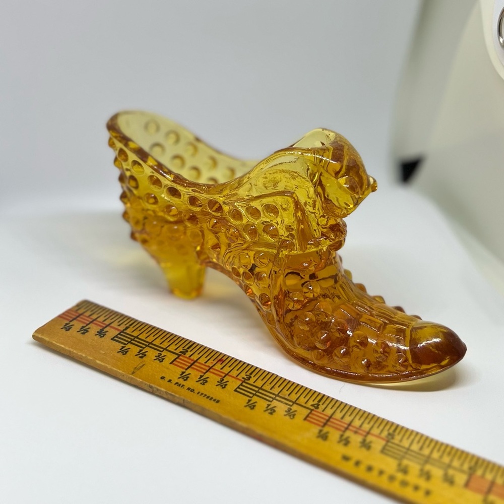 Hobnail Gold Glass Shoe Slipper. EUC